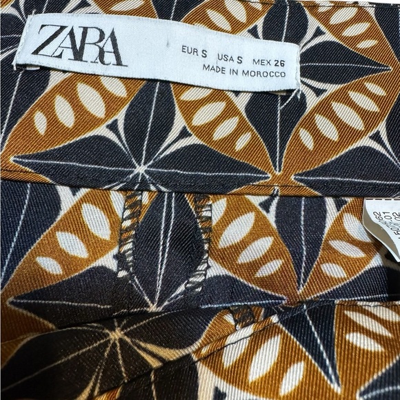 🧡✨Zara Geometric Wide Leg Pants Brown Blue High Waist Sz S✨ - Picture 5 of 6